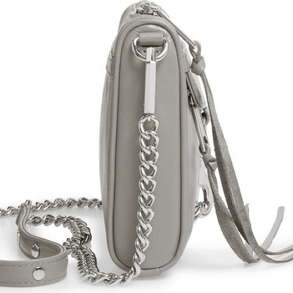 Rebecca Minkoff Gray Leather Mini Mac Crossbody Bag Silver Chain - Picture 3 of 16